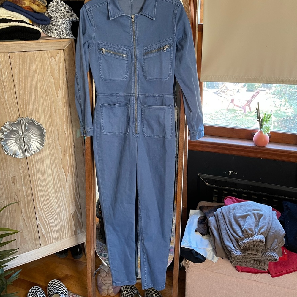 Denim fitted jumpsuit.